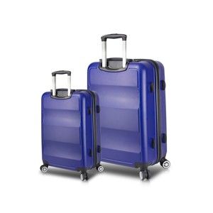Sada 2 modrých cestovních kufrů na kolečkách s USB porty My Valice LASSO Cabin & Large