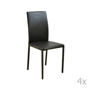 Sada 4 černých jídelních židlí s potahem z eko kůže Evergreen House Villy