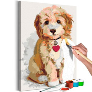 DIY set na tvorbu vlastního obrazu na plátně Artgeist Puppy, 40 x 60 cm