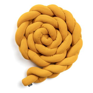 Hořčicově žlutý bavlněný pletený mantinel do postýlky ESECO, délka 360 cm