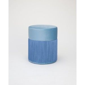Modrý puf se sametovým potahem Velvet Atelier, ø 36 cm