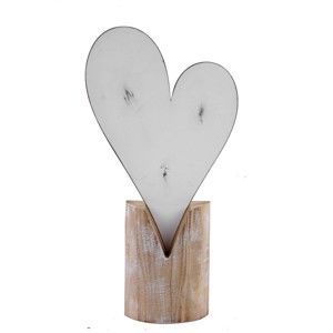 Velká kovová dekorace na dřevěném podstavci s motivem srdce Ego Dekor, 20,5 x 39 cm