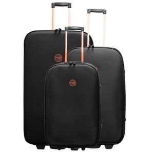 Sada 3 černých cestovních kufrů na kolečkách Travel World Let´s Go
