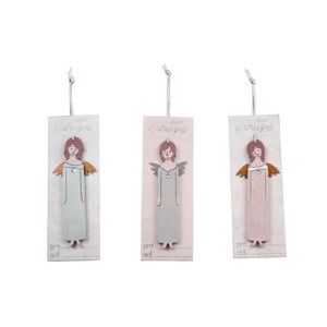 Sada 3 vánočních dřevěných andělíčků s papírovými dárkovými kartičkami Ego dekor