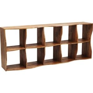 Hnědá dřevěná police Kare Design Shelf Waves, 78,5 x 193 cm