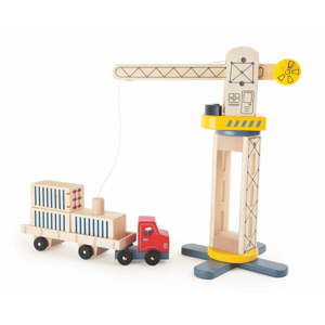 Dřevěná hračka Legler Crane And Transporter