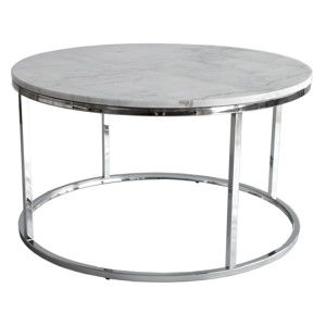 Bílý mramorový konferenční stolek s chromovaným podnožím RGE Accent, ⌀ 85 cm