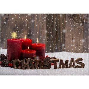 Koberec Vitaus Christmas Period Red Candles With Sign, 50 x 80 cm