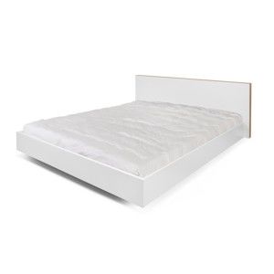 Bílá postel s hnědými hranami TemaHome Float, 160 x 200 cm