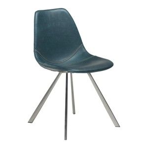 Modrá jídelní židle s ocelovým podnožím DAN–FORM Pitch