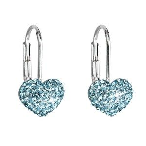 Modré náušnice ze stříbra se Swarovski krystaly ve tvaru srdce Je Veux Marisso
