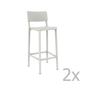 Sada 2 bílých barových židlí vhodných do exteriéru Resol Lisboa, výška 102,2 cm