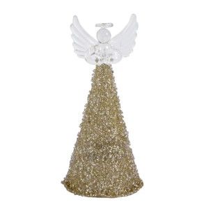 Skleněný dekorativní andělíček ve zlaté barvě Ego Dekor Gioia, výška 13,5 cm