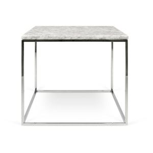 Bílý mramorový konferenční stolek s chromovými nohami TemaHome Gleam, 50 x 50 cm