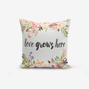 Povlak na polštář s příměsí bavlny Minimalist Cushion Covers Love Grows Here, 45 x 45 cm