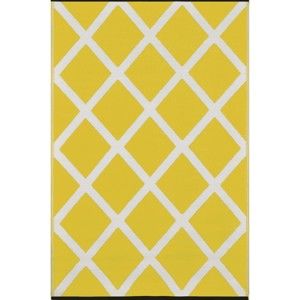 Žluto-krémový oboustranný koberec vhodný i do exteriéru Green Decore Diamond, 150 x 240 cm