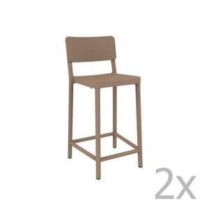 Sada 2 pískově hnědých barových židlí vhodných do exteriéru Resol Lisboa Simple, výška 92,2 cm