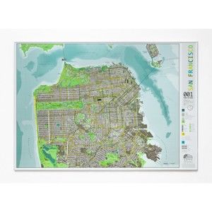 Mapa San Francisca v průhledném pouzdru The Future Mapping Company San Francisco, 100 x 70 cm