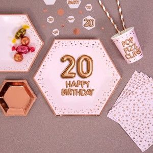 Sada 8 velkých papírových talířů Neviti Glitz & Pink Happy 20