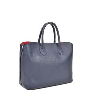 Tmavě modrá kožená kabelka Isabella Rhea Shopping Blu