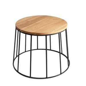 Konferenční stolek s černou konstrukcí a deskou v dekoru dubového dřeva Custom Form Memo, ⌀ 50 cm