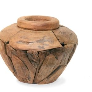 Váza z teakového dřeva Moycor Low, 30 cm