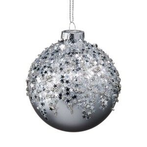 Vánoční závěsná ozdoba ze skla se stříbrnými hvězdami Butlers, ⌀ 8 cm