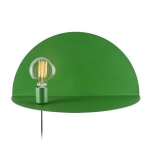 Zelená nástěnná lampa s poličkou Shelfie, výška 25 cm