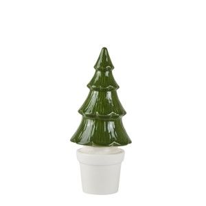 Zelený keramický dekorativní vánoční stromek KJ Collection, výška 22 cm