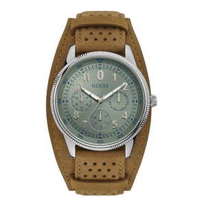 Pánské hodinky s páskem z ušlechtilé kůže v hnědé barvě Guess W1243G1