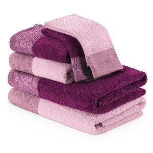 Sada 6 růžových ručníků a osušek AmeliaHome