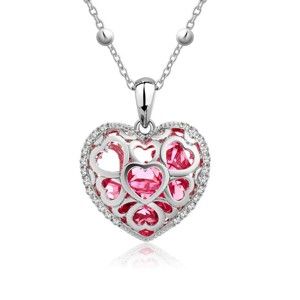 Náhrdelník s růžovými krystaly Swarovski Elements Crystals Heart