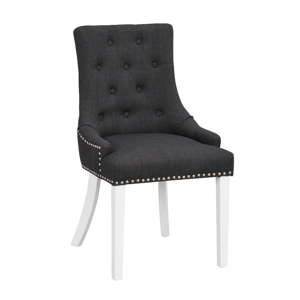 Černá polstrovaná jídelní židle s bílými nohami Rowico Vicky
