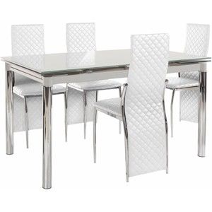 Set jídelního stolu a 4 bílých jídelních židlí Støraa Pippa William Grey White