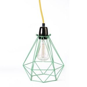 Světlo se zeleným stínítkem a žlutým kabelem Filament Style Diamond #1