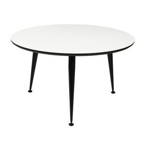 Bílý konferenční stolek s černými nohami Folke Strike, výška 47 cm x ∅ 85 cm