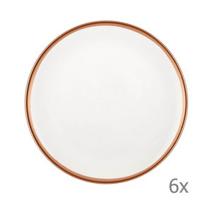 Sada 6 bílých porcelánových dezertních talířů Mia Halos Bronze, ⌀ 19 cm