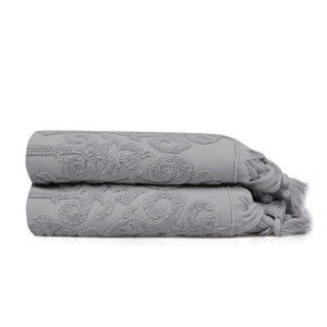 Sada 2 šedých ručníků Madame Coco Bohème, 50 x 90 cm