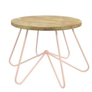 Světle růžový stolek se snímatelnou deskou z mangového dřeva HF Living Round Stocky, ø 68 cm