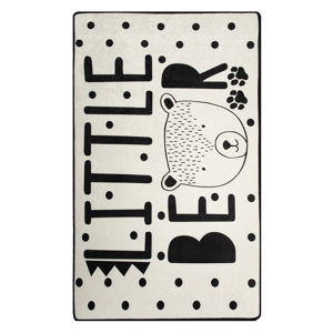 Černo-bílý dětský protiskluzový koberec Chilai Little Bear, 140 x 190 cm