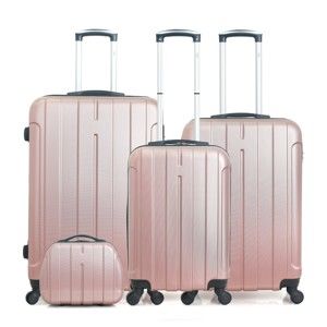 Sada 4 cestovních kufrů v barvě růžového zlata na kolečkách Hero Fogo-C