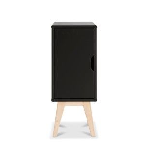 Černý ručně vyráběný noční stolek z masivního březového dřeva Kiteen Kolo