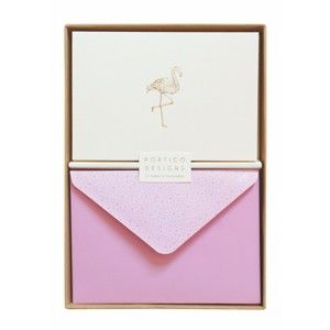 Sada 10 komplimentek s obálkami Portico Designs Flamingo