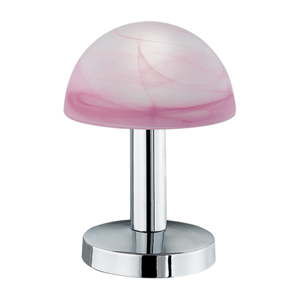 Růžová stolní lampa Trio Fynn, výška 21 cm