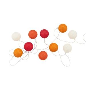 Oranžovo-červený světelný řetěz s 10 koulemi Butlers In the Mood, délka 3 m