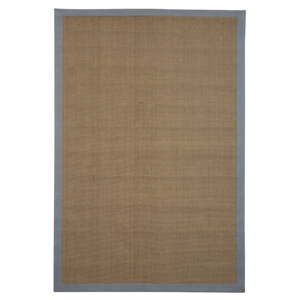 Jutový koberec s šedým lemem vhodný do exteriéru Native, 240 x 150 cm