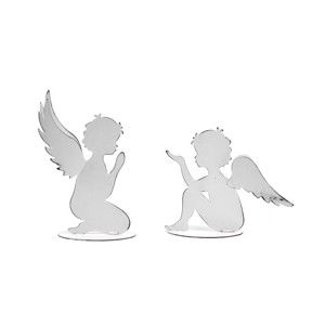 Sada 2 bílých dekorativních andělů z kovu Ego Dekor, výška 17 cm