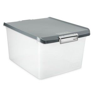 Průhledný úložný box se šedým víkem Ta-Tay Storage Box, 35 l