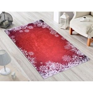 Červeno-bílý koberec Vitaus Snowflakes, 50 x 80 cm