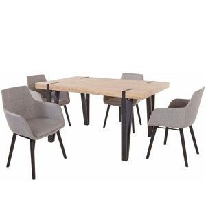 Set jídelního stolu a 4 světle šedých jídelních židlí Støraa Shelia Buckley